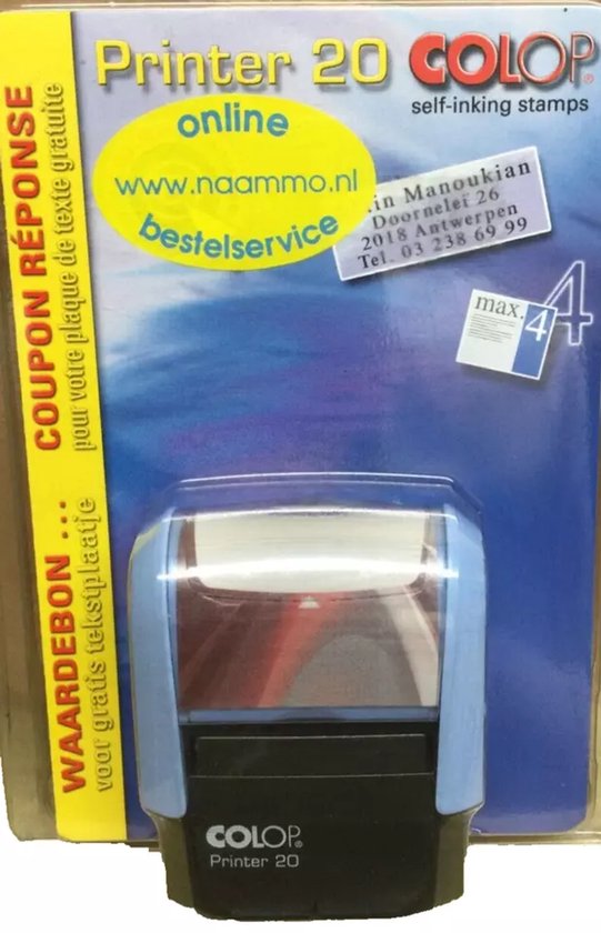 Imprimante Stamp Colop 20 + coupon pour votre propre logo et / ou texte | max.4 lignes pour | format d'impression 36 x 14 mm