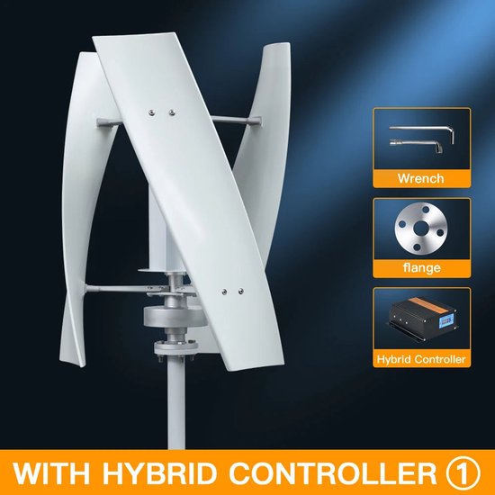 Foto: Verticale windturbine horizontale windmolen mini windgenerator windkracht turbine 2000w vermogen 24v mppt hybride controle