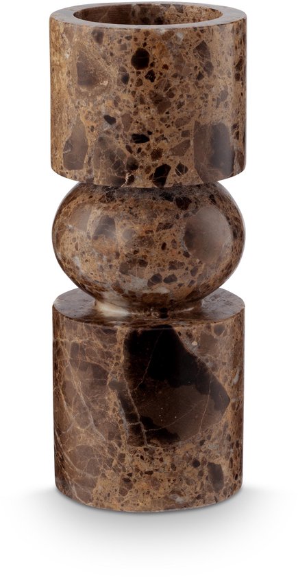 vtwonen Kandelaar - Kaarsenhouder van Marmer - Bruin - 8x20cm