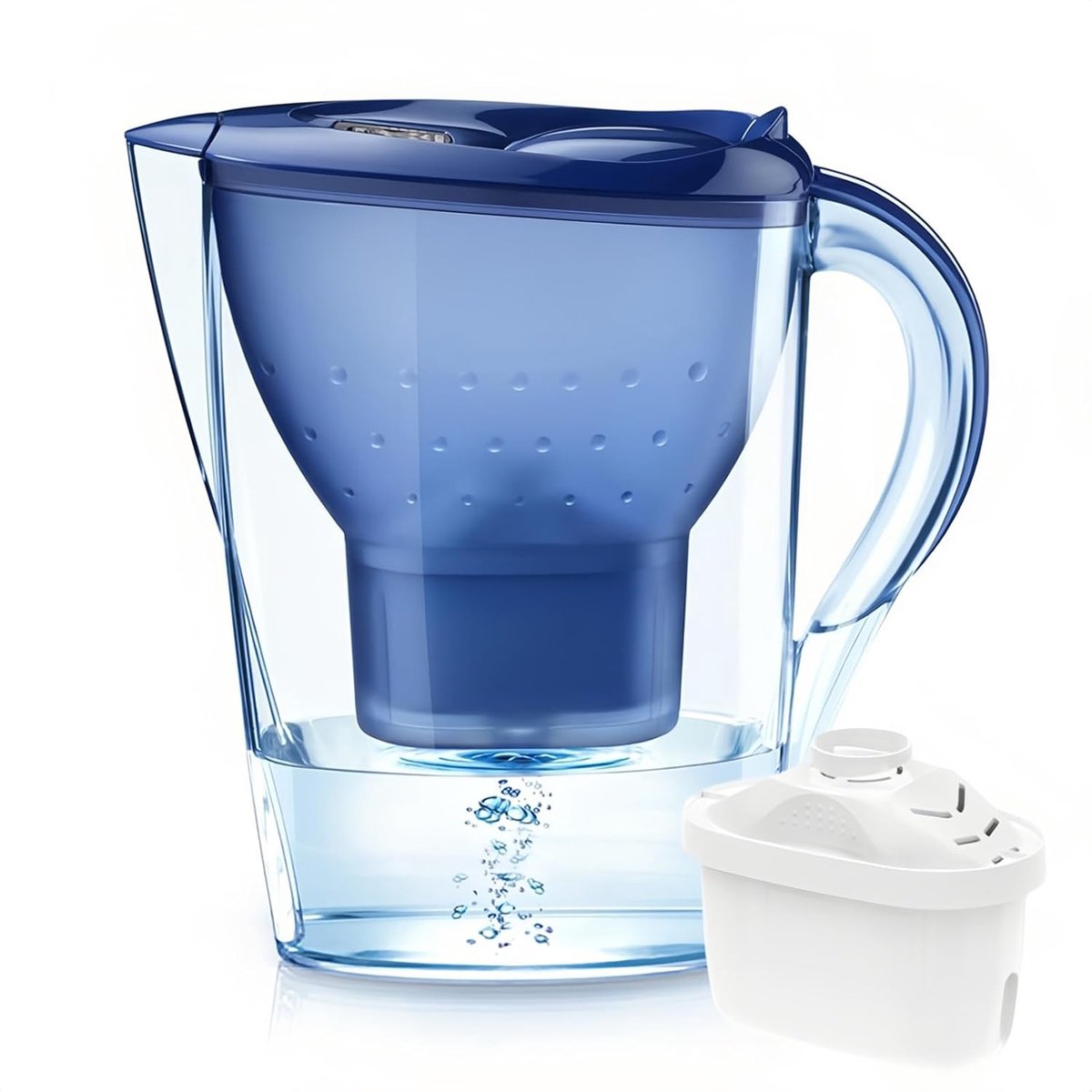 Waterfilterkan 3.5L - Blauw - BPA-vrij - Met 1 Drie generatie filter - Slimme herinnering voor vervanging van de kern - Voldoen aan de TÜV-certificering - Hoogwaardige kleurendoosverpakking