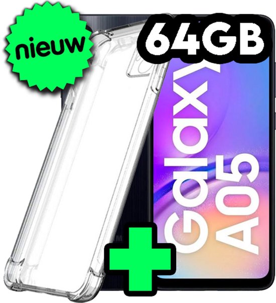 Samsung Galaxy A05 64GB - Zwart met Dubbele Sim + GRATIS HOESJE