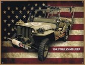 Willys MB Jeep 1942 Metalen wandbord 30 x 40 cm