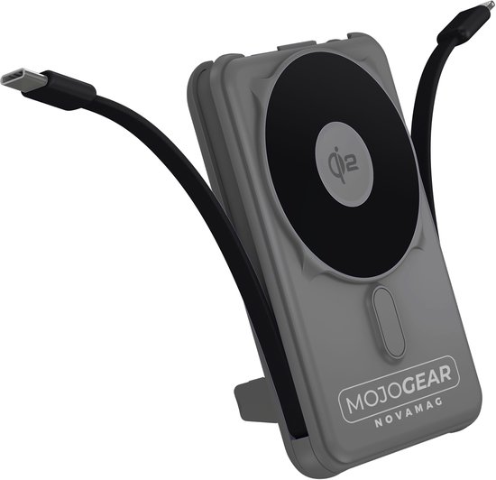 MOJOGEAR NovaMag Powerbank 10.000 mAh Draadloos Grijs - MOJOGEAR - €39,99