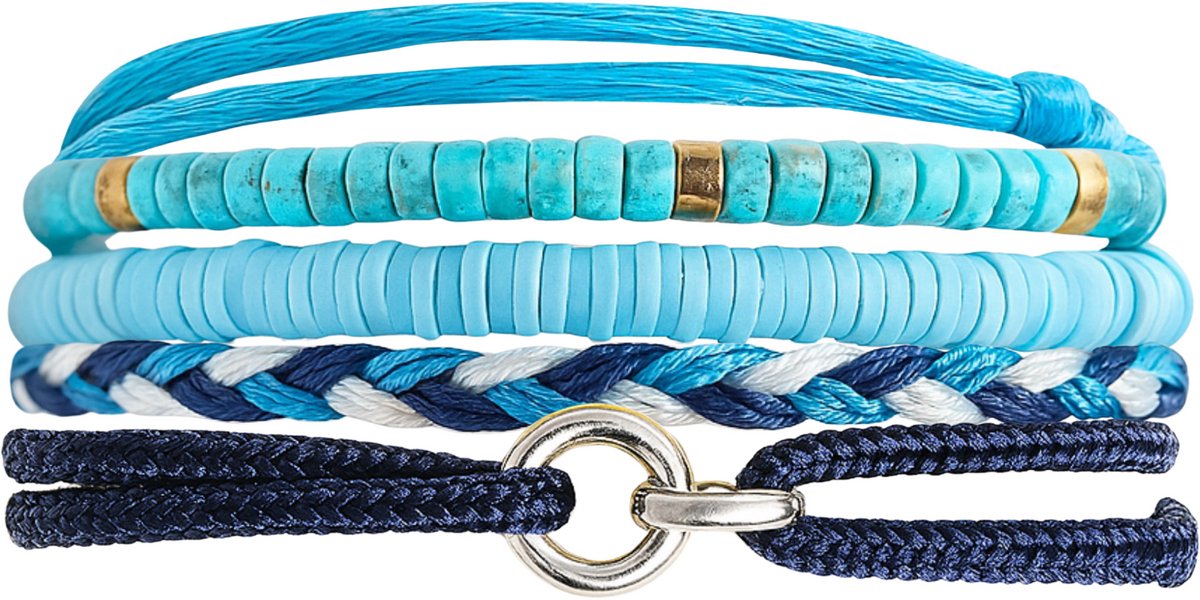 Azurro Heren Armbanden Set Zaleno – Uniek en Handgemaakt Verschillende Designs – Natuursteen, Touw & Kralen Mix – Mediterrane Stijl - Cadeau voor Mannen & Vaderdag