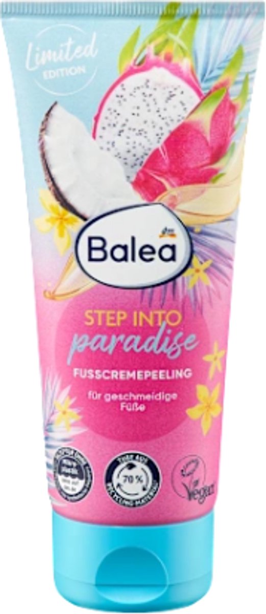 Balea Step Into Paradise - Voetenscrub - Cremèpeeling | 1x 100 ml - Met Kokosolie, Pitajaextract, Glycerine & Sheaboter | Limited Edition 2025