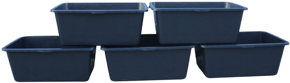 HL Speciebak – Speciebakken – Metselkuip – Kuip – Boomkuip – Set van 5 stuks – 40 Liter – Rechthoekig – Kunststof – Zwart – L 57 x B 38 x H 27 cm