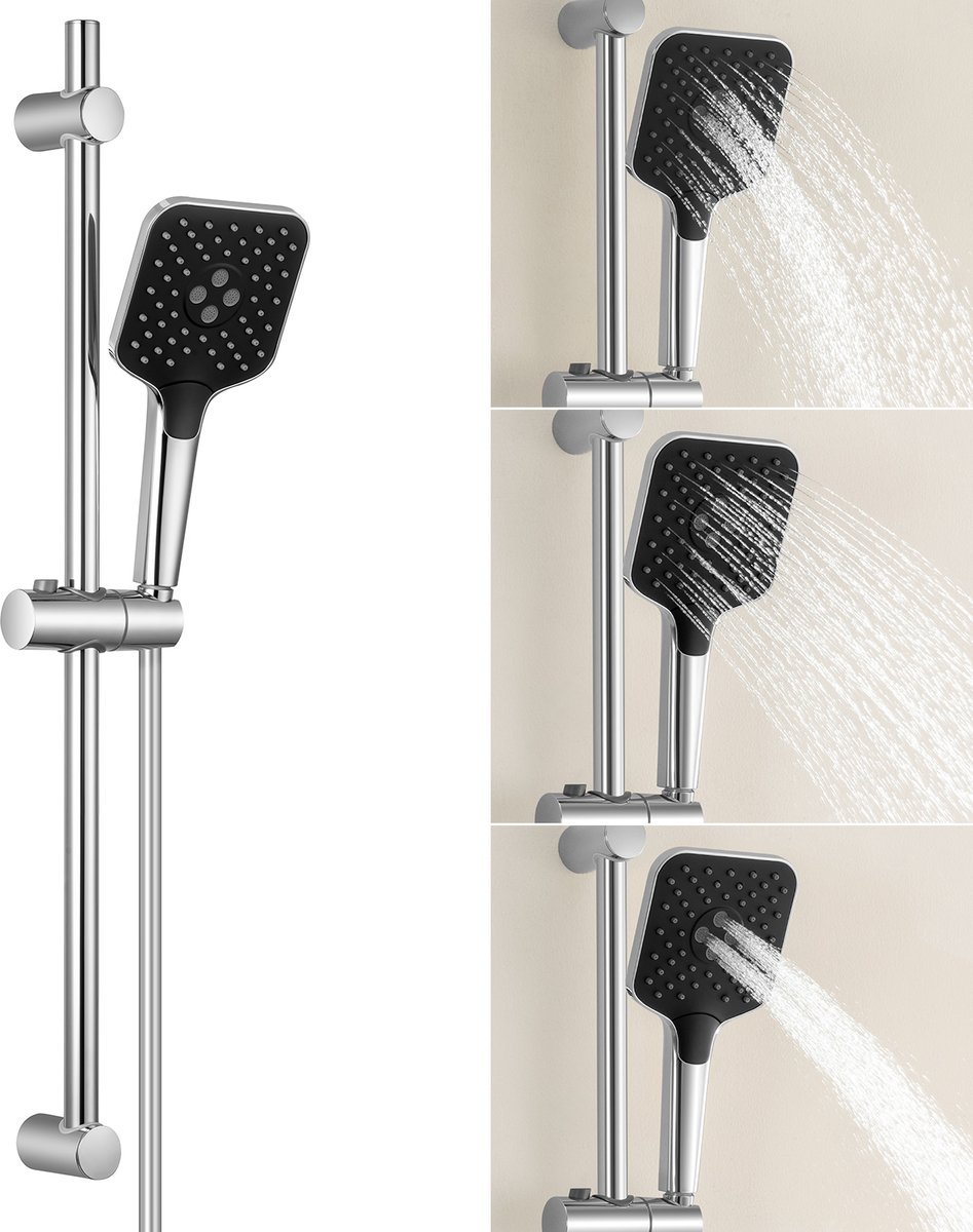 Lonheo max Doucheset met Handdouche - Handdouche met 3 stralen - Glijstang 70 cm - Doucheslang 150 cm