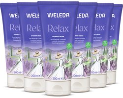 Weleda Relax Douchecrème - 6 x 200ml - - Lavendel, Bergamot & Vetiver - Behoudt Natuurlijke Vochtbalans - 100% Natuurlijke Ingrediënten