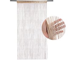 Deurgordijn - 91x200 cm - Hordeur - Raamdecoratie - Kastgordijn - Met Pailletten Bezette Kwastjes - Gordijnen - Klamboe - Geschikt voor Deuren, Ramen, Huisdecoratie, Evenementendecoratie - Eenvoudige Installatie - Champagne