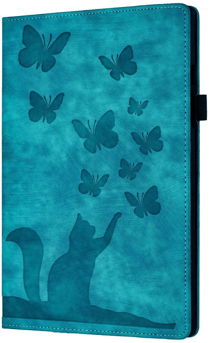 Bescherm-Etui Hoes Map geschikt voor Apple iPad Mini 6 - Mini 7 - Kat en Vlinders - Groen