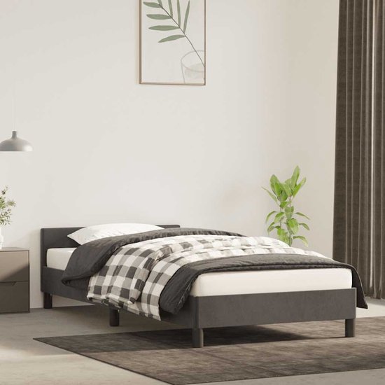 vidaXL Cadre de lit avec tête de lit Velours Gris foncé 80x200 cm