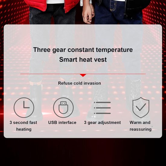 Kinderen verwarming vest, vest verwarming, USB elektrische warme jas, hebben drie verstelbare temperatuur,C,160cm