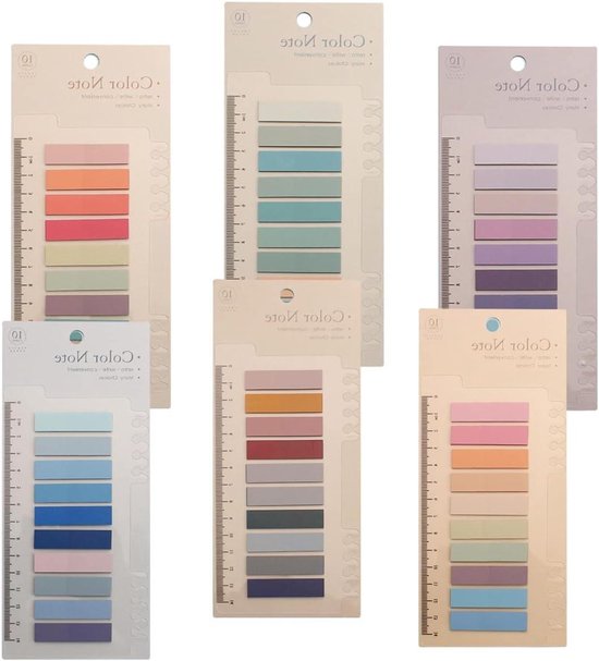 moinkerin Zijmarkers, 1920 stuks, zelfklevende strips, transparant PET, sticky notes, paginamarkers, indexetiketten, beschrijfbaar en herpositioneerbaar, 2 designs in 8 neonkleuren, voor school en