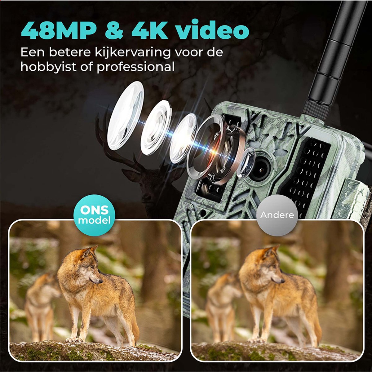 XTU Camera de Chasse Connectée Telephone 2.7K 48MP HD Camera Chasse,WiFi Camera Infrarouge