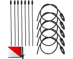Allecto Plus - Bagagespanners voor waarschuwingsbord en fiets - Set van 12 stuks, 50 cm lengte - Quickclip zwart - Instelbare spanbanden voor Spanje en Italië - Geschikt voor steekwagen, motorfiets en bagage transport - Handige bagagespanner