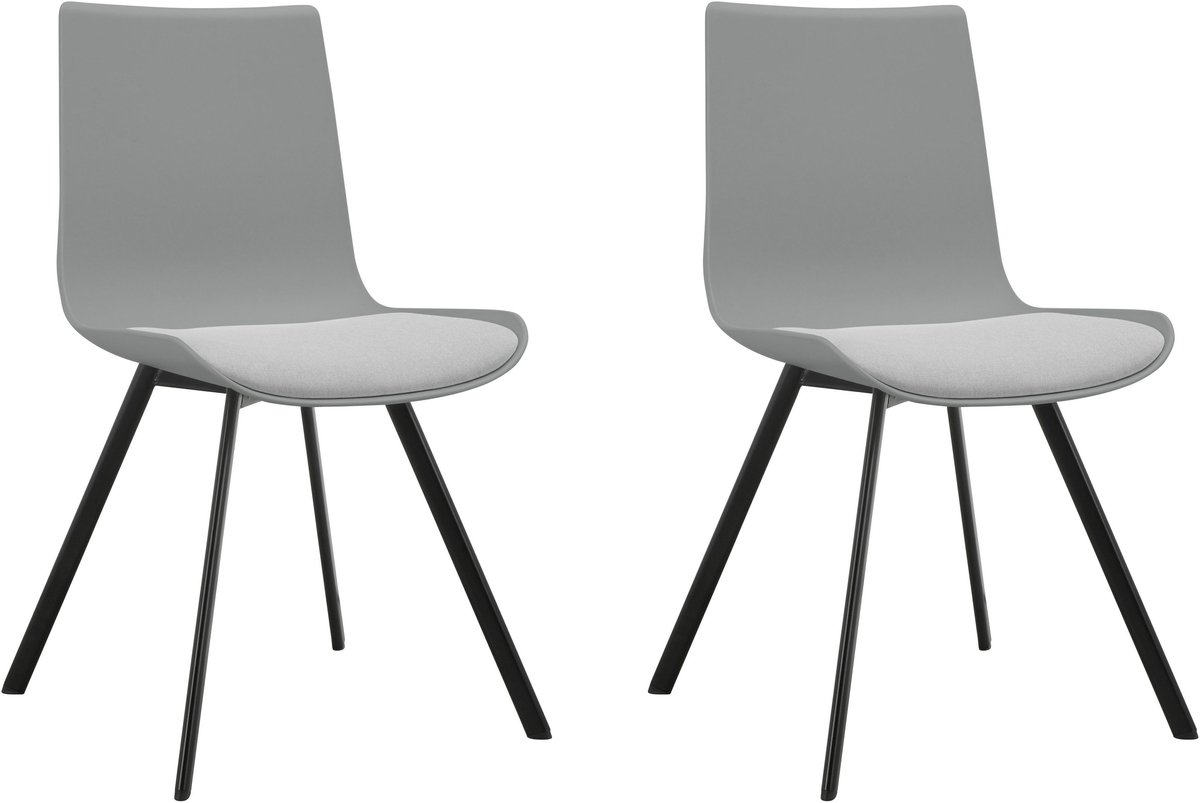 Notio Living Lucky-Eetkamerstoel - Set van 2 - Grijs Plastic