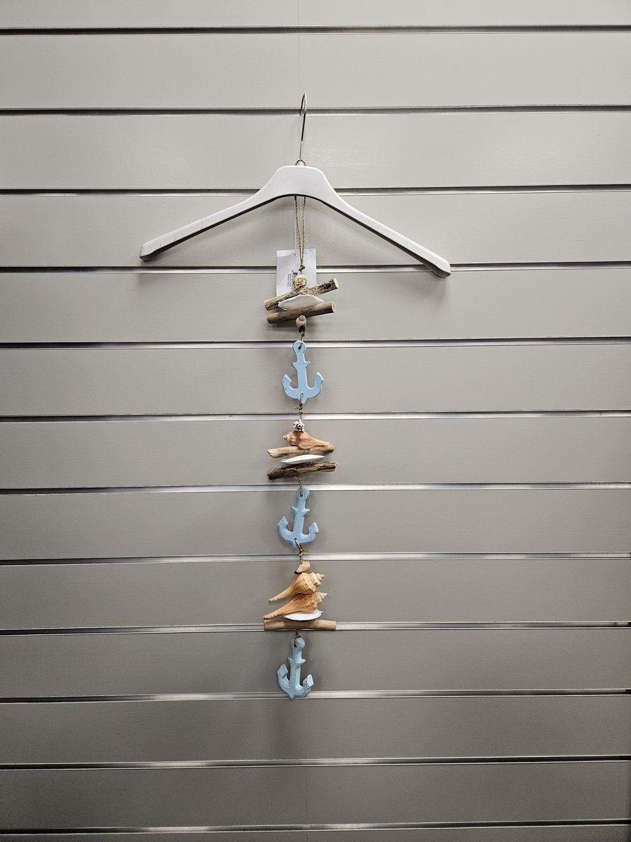 Woonslinger - Tuindecoratie - Anker - Beach - Strand - Blauw - Hout - 70 cm
