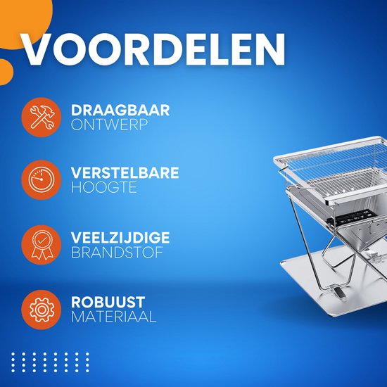 Barbecue pliable - Pour le Camping et la cuisine en plein air - Camping - Barbecue à foyer - Cuisson au bois et portable avec sac de transport - Acier inoxydable