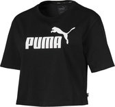 PUMA ESS+ Cropped Logo Tee Shirt Dames - Cotton Black