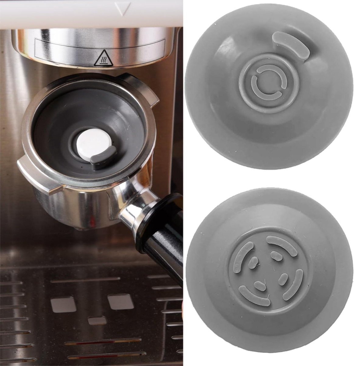 Allecto Plus - Reinigingsschijf voor koffiemachines - Universele siliconen koffiemachinegreep - Reinigingspad voor espressomachines - Grijs - Efficiënte reiniging van koffiemachine - Duurzame materialen - Eenvoudig in gebruik