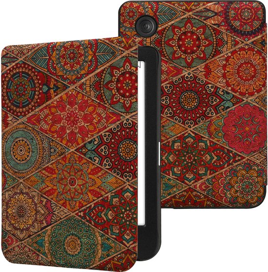kwmobile Cork Case Compatible with Kobo Clara BW / Colour - Book Style Protective e-Reader Flip Cover Folio Case - Fractions Dark Pink / Red / Blue — afbeelding 4