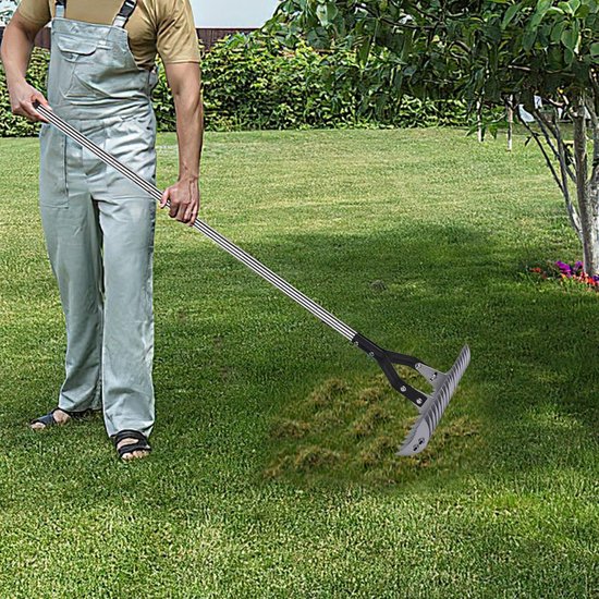 Wicker Rake Landscape Tools 35cm Heavy Duty Garden Cultivator with Stainless Steel HandleLawn Ground Loosening Device for Cleaning Dead Grass Adjustable Lawn Leveler for Garden — afbeelding 2