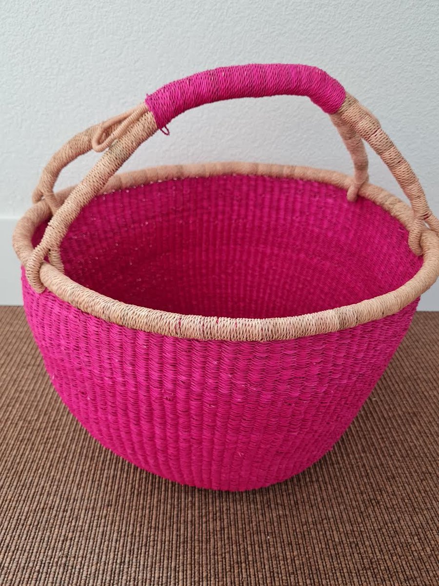 Multifunctionele handgemaakte tas/mand van olifantengras Roze
