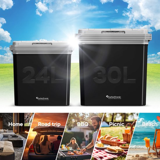 TurboTronic EC24 Elektrische Koelbox voor Auto en Camping - Koelbox Elektrisch met Verwarmingsfunctie - 12v 230 Volt - 24L - Zwart van TurboTronic — afbeelding 3