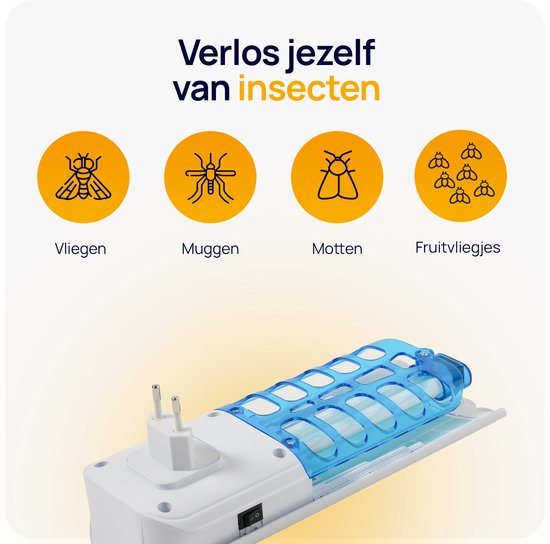 Wonact Muggenstekker - Muggenlamp - Vliegenlamp - 9W - tegen muggen, vliegen, fruitvliegjes en motten - Wit - Muggenvanger - anti muggenstekker met aan/uitknop - geurloos - geluidloos - met 10 lijmplaten - insectenlamp voor binnen