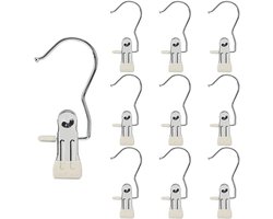 Wasknijpers-kledinghanger clip-wasknijpers met Extra Grip-hangerklem, kledinghaak RVS haak - washaak, reisdraagkleding - laarzen hoge handdoek muts sokken broek - 20 stuks - gebroken wit 12x4cm