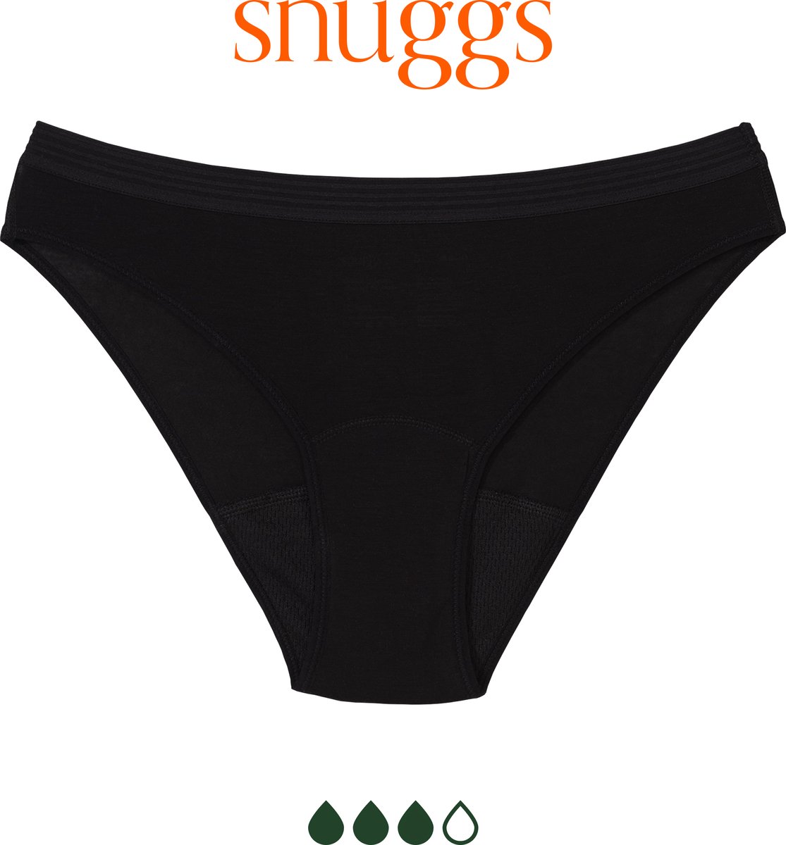 Snuggs Menstruatie Ondergoed Sterke Absorptie Brief Tencel Zwart Period Underwear Zero Waste Maat S