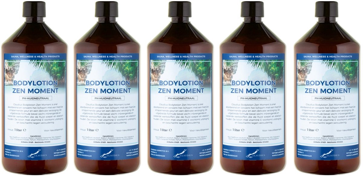 Bodylotion Zen Moment 1 Liter - set van 5 stuks - Voordeelverpakking