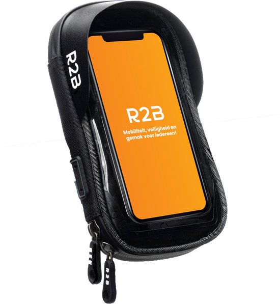 R2B Telefoonhouder Fiets Waterdicht - Ook voor Scooter & Motor - Gsm Houder Fiets - Fietshouder - Fiets Telefoonhouder - Smartphone Houder Fiets - Fiets Accessoires - Zwart - Phone Holder Bike