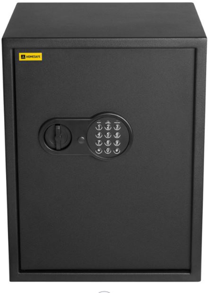 Brihard Homesafe HV50E Elektronische Kluis, Met Legplank, Membraankeypad, Incl. Batt. & Ankers, 56L - Zwart RAL 9005