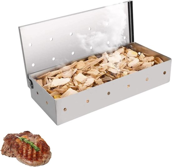 Allecto Plus - RVS Rookbox voor Rookoven Houtskool Gasbarbecues - Smaakvol Roken en Grillen