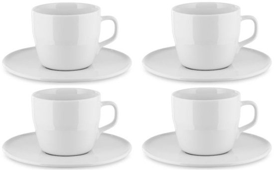 Alessi Itsumo - Tasse à café et soucoupe - Lot de 4 - 15 cl - blanc