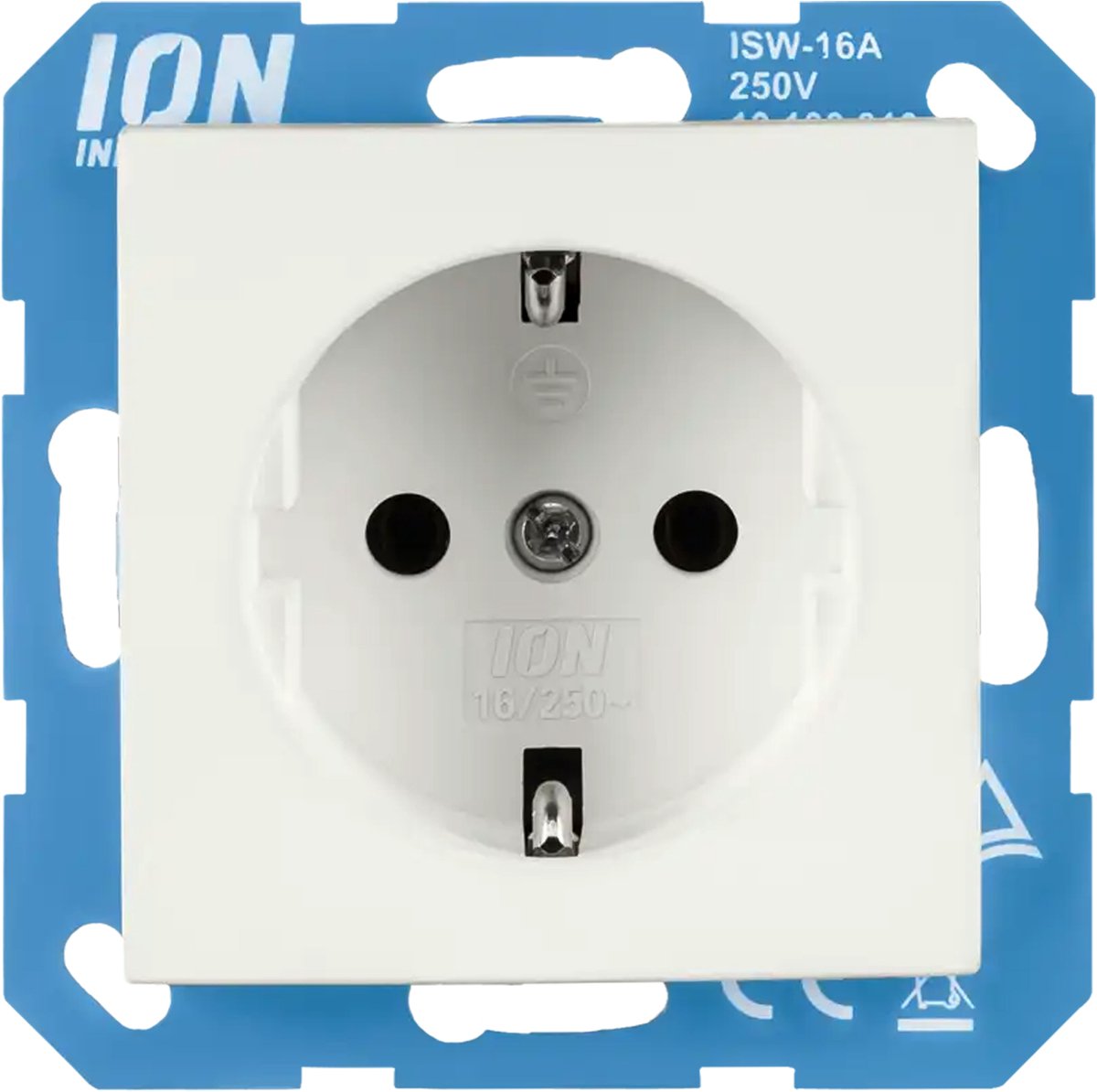 ION industries stopcontact met randaarde en kinderbeveiliging - E1 alpin wit mat (10.302.215) - wandcontactdoos