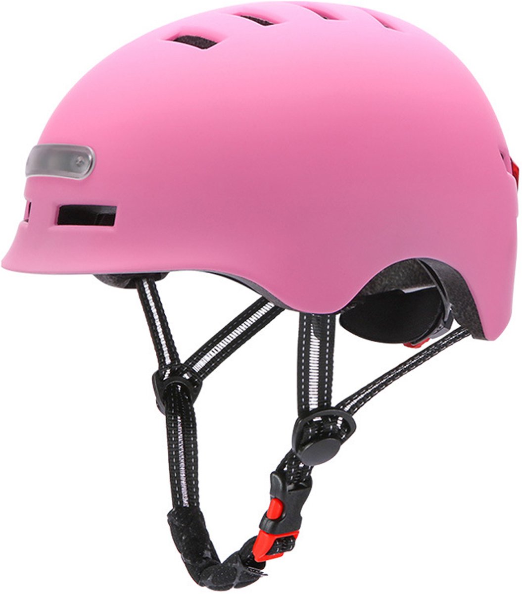 Fietshelm Kinderen Fiets - Fietshelm Jongens - Fietshelm Meisjes - Fietshelm Kind- Sporthelm Kind - LED Verlichting -Roze-48-53CM