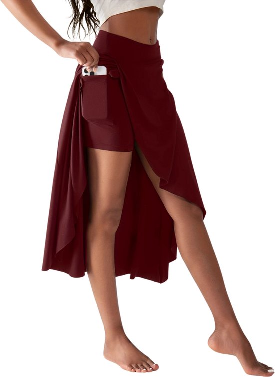 Nivard Broekrok Dames - Skort - Korte Broek - Culotte - Wandelrok - Bordeauxrood - Maat L