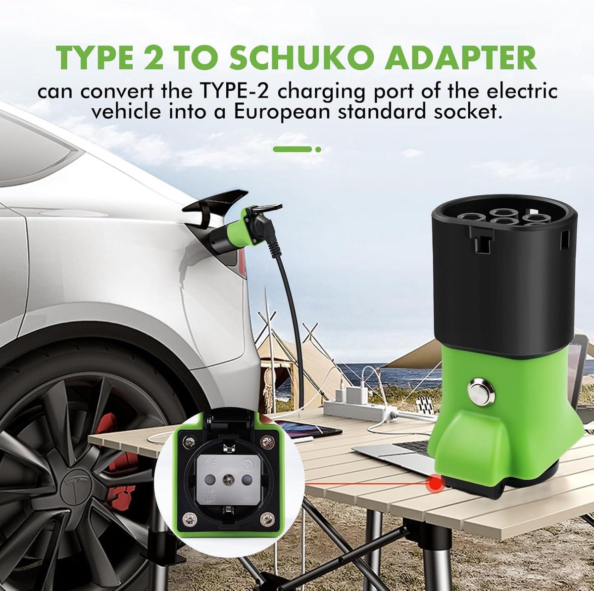 VOBOR Adapter V2L für G EV,Adapter Typ 2 auf Schuko, 3.5KW 16A 220V VOBOR Adapter V2L für G EV,Adapter Typ 2 auf Schuko, 3.5KW 16A 220V