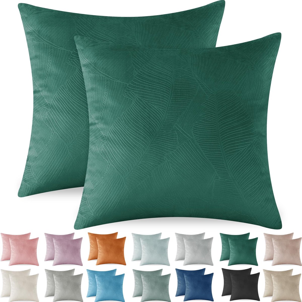 Ibenzoa Kerstmis Set van 2 Luxe Fluwelen Kussenhoezen, 45 x 45 cm, Zacht en Modern Design, Donkergroen