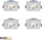 Spot LED encastrable | Plafonnier 4 pièces | Y compris la source lumineuse | Dimmable | 3000K | inclinable | Argent | Ensemble complet