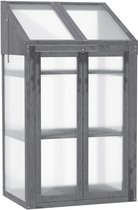 Outsunny - Kas - Dennenhout - Kunststof - Grijs - 70L x 50B x 120H cm