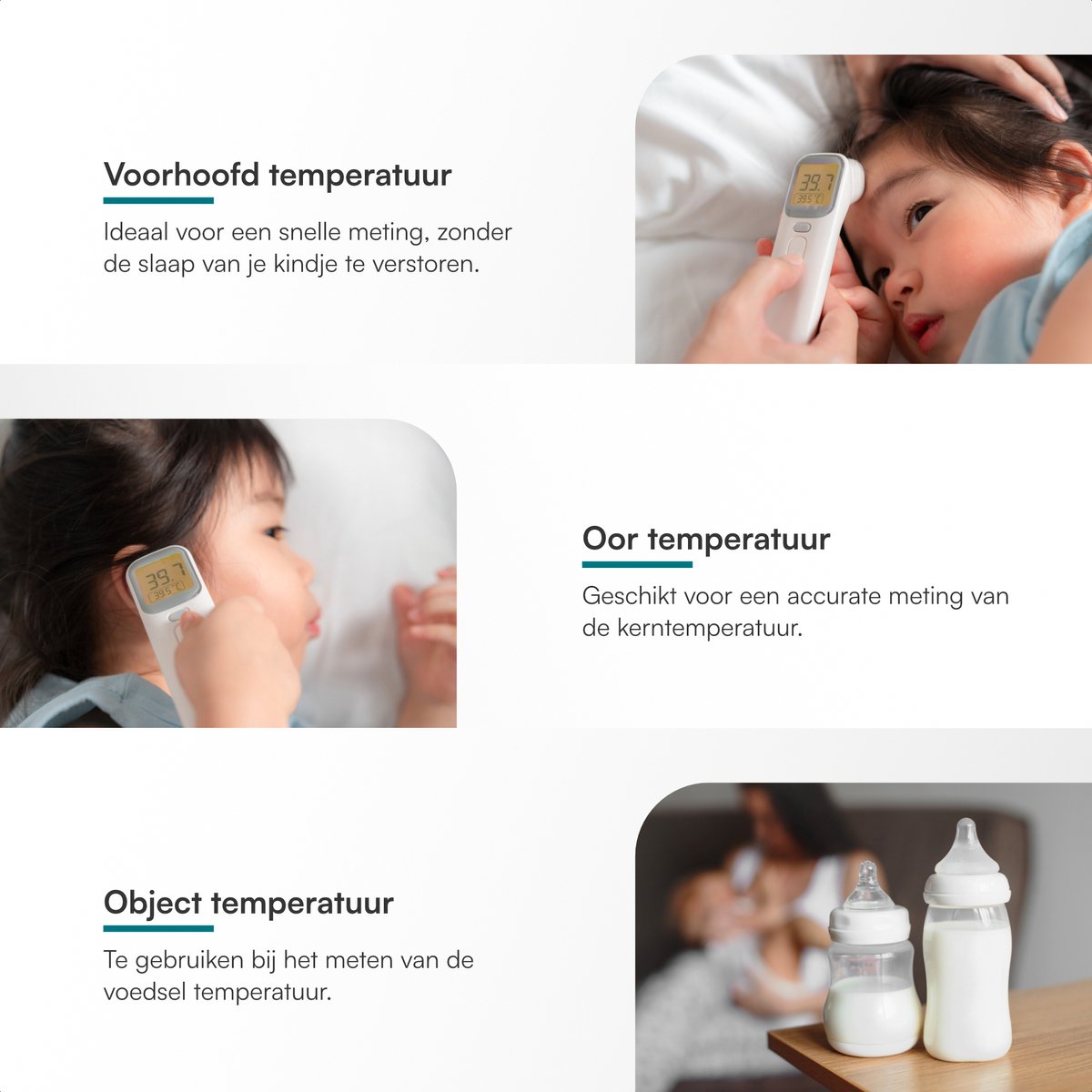 Mecura Oorthermometer Kinderen & Volwassenen - Koortsthermometer Oor & Voorhoofd - Digitale Infrarood Baby Thermometer - Temperatuurmeter Lichaam - Meet in 1 Seconde - Koortswaarschuwing in Kleur - Stille Modus - Geheugen 40 Metingen — cadeau in Cadeau-ideeën - foto 5