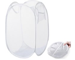 Waszak - Opvouwbaar - 30 X 30 X 58 Cm - Wasmand - Wassorteerder - Laundry Bag - Waszak Groot - Waszakken Voor Wasgoed - Waszakjes Groot - Waszakken - Waszakje Lingerie - Wasnet - Wit