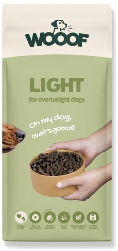 WOOOF light 18KG - Geperst light hondenvoer - Geperste ligh hondenbrokken - Light droogvoer