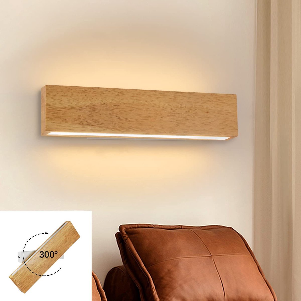 ZMH 2-delige wandlamp LED wandlamp hout - 16W hallamp binnen 100CM warm witte traplamp moderne woonkamerlamp design slaapkamerlamp wandverlichting voor woonkamer hal trap