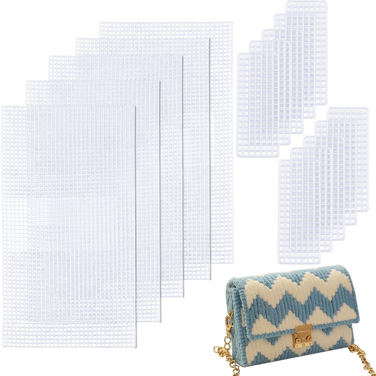 Ibenzoa® 5-delige Set Kunststof Canvas voor Borduurwerk en Creatieve Projecten 20x15cm Wit