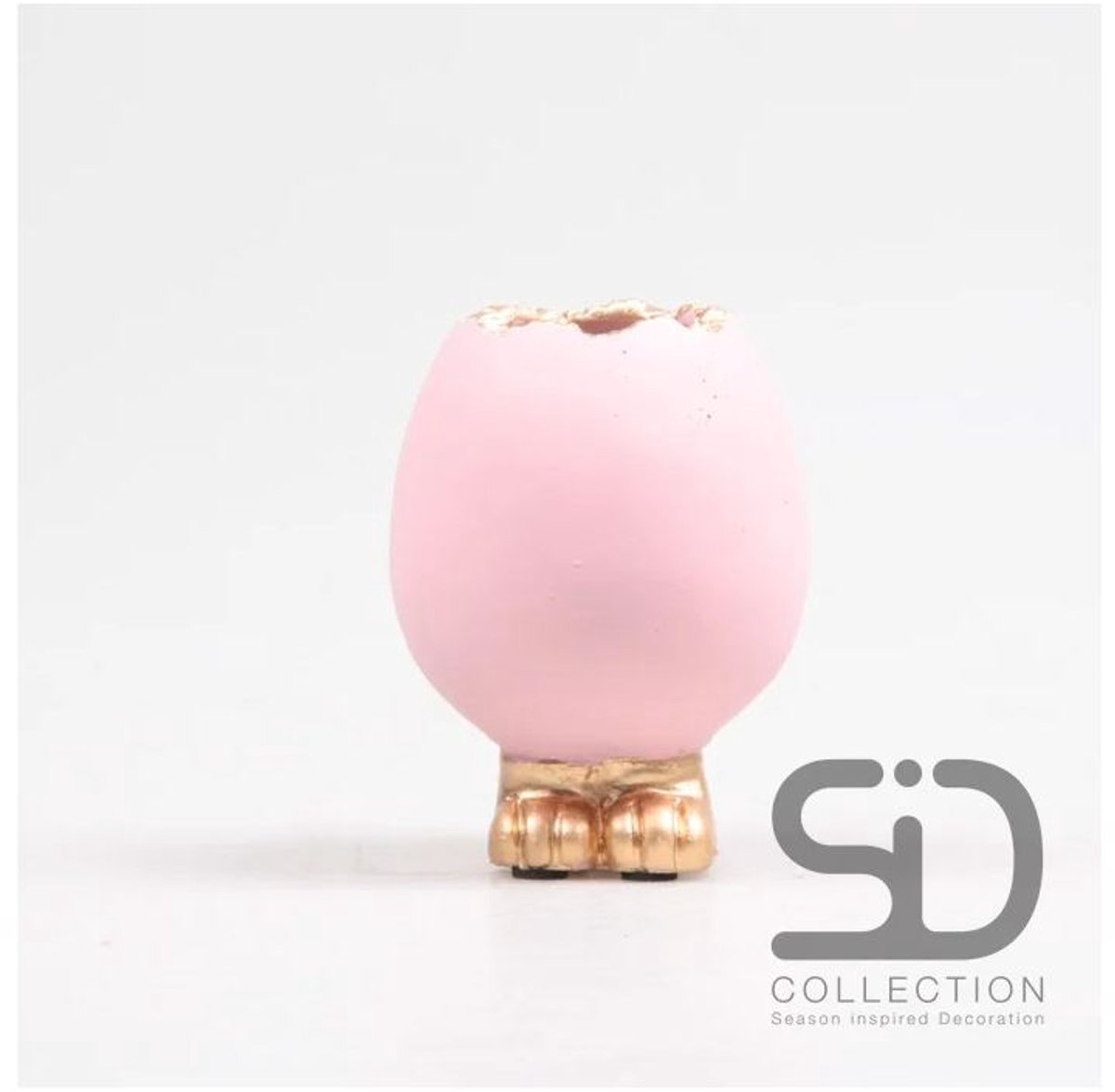 Vaas ei met voetjes 10x10x15cm roze