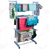 Bol.com Opvouwbaar Wasrek op Wieltjes – 3-Lagen – 17 Meter Drooglengte – 40kg Draagkracht – droogtoren Met Hangerhouders – droog... aanbieding